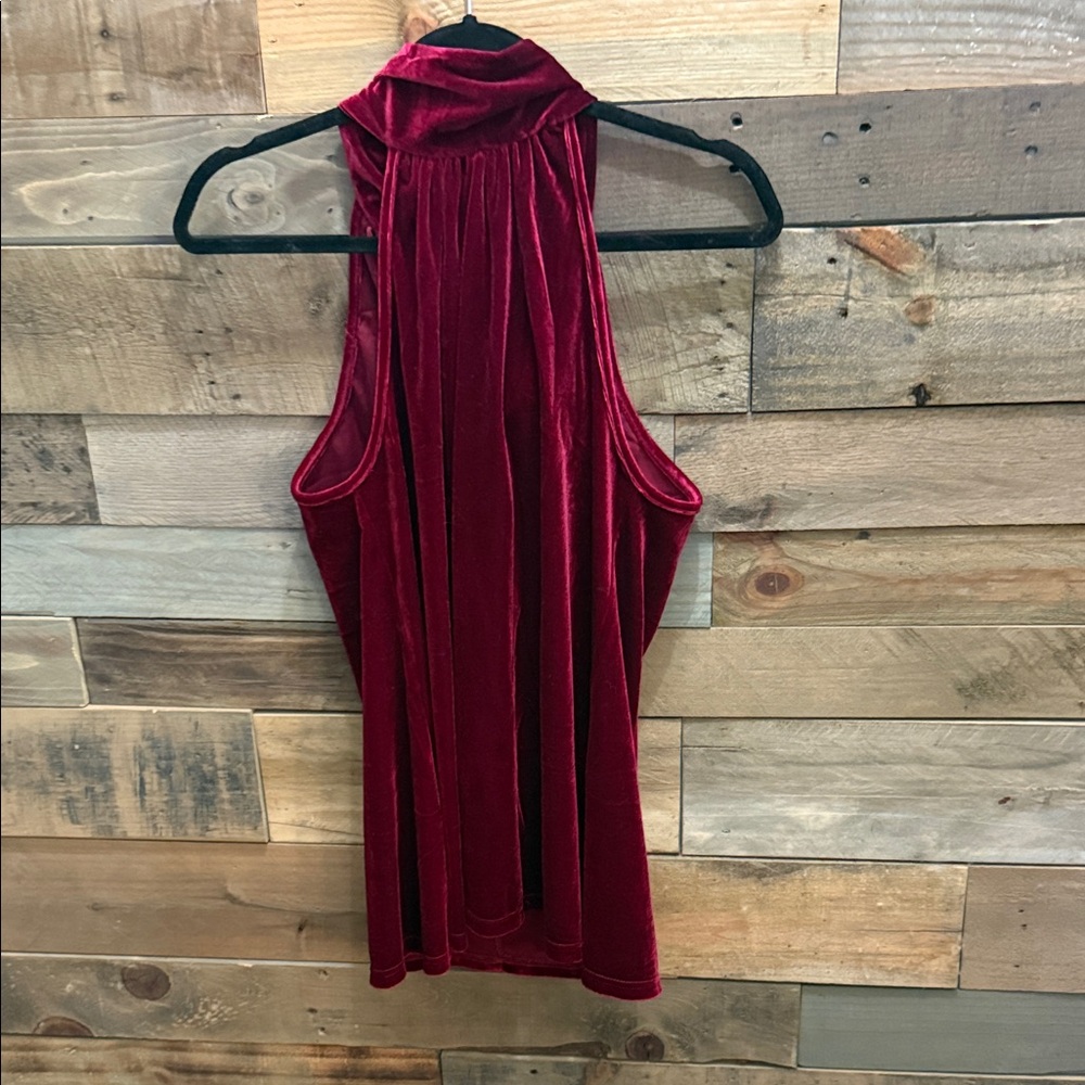 Velvet Sleeveless Burgundy Red Top